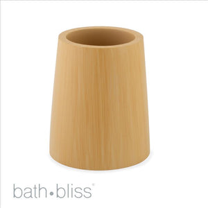 10206-Natural Cypress Wood-Like Poly Resin Tooth Brush Holder