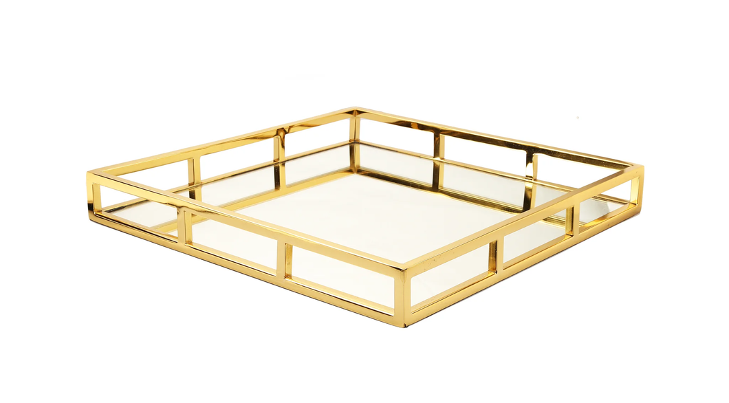 MT715G Square Mirror Tray - Gold - 15.75