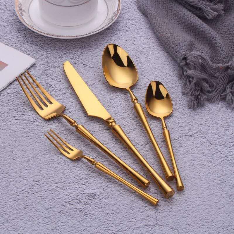 Good FSLM-1811GS TAJ Majestic Flatware  Shiny Gold Service For 4