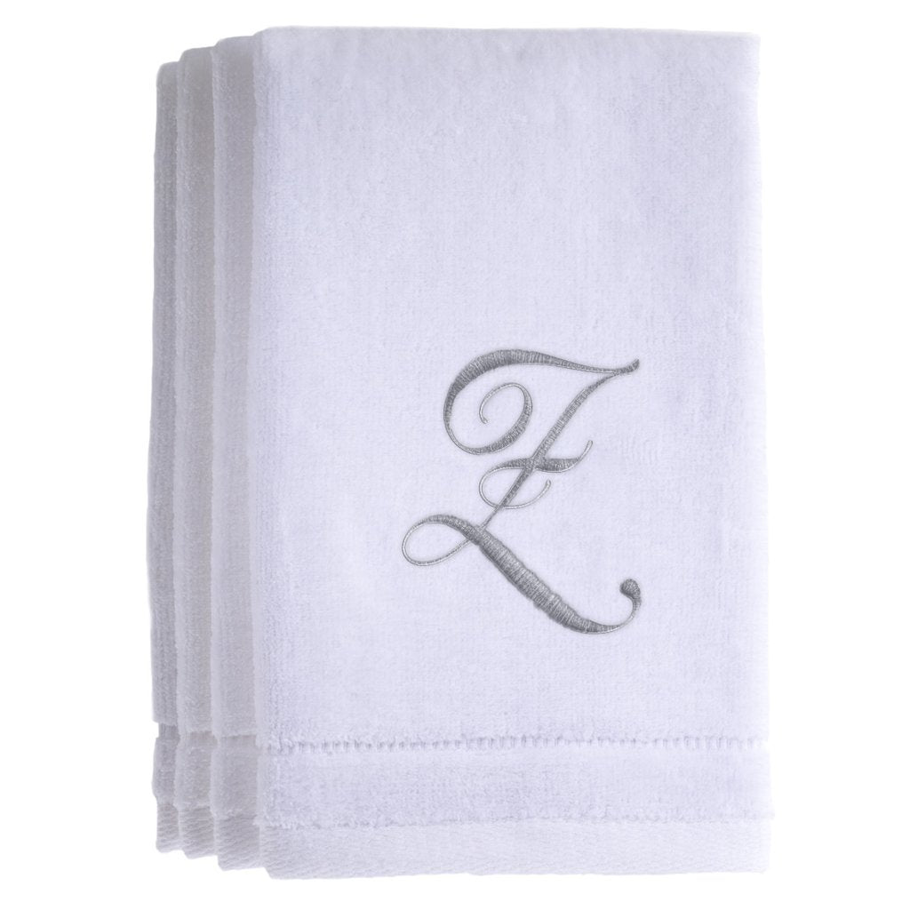 Z - Cotton velour monogram towel - White