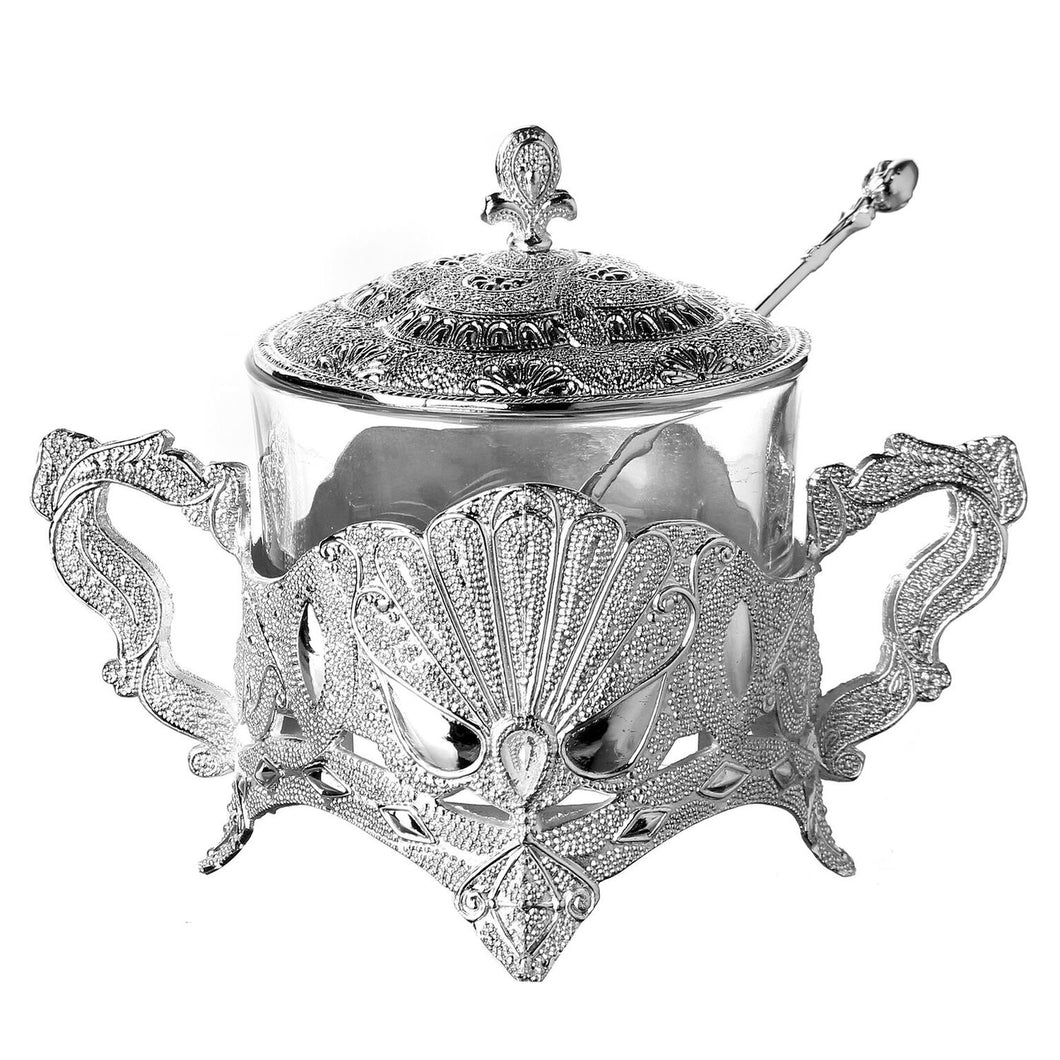 59310 Dish Silver Plated Filigree With Spoon