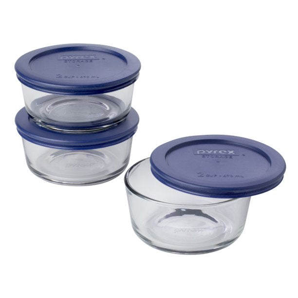 2 Cup Pyrex blue cover