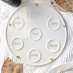 J-PSPLL -GD Lucite Seder Plate with Leatherette Backing