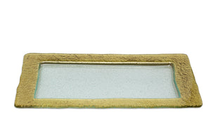 CT142G Glass Rectangular Tray with Gold Design- 10"W x 14.5"L