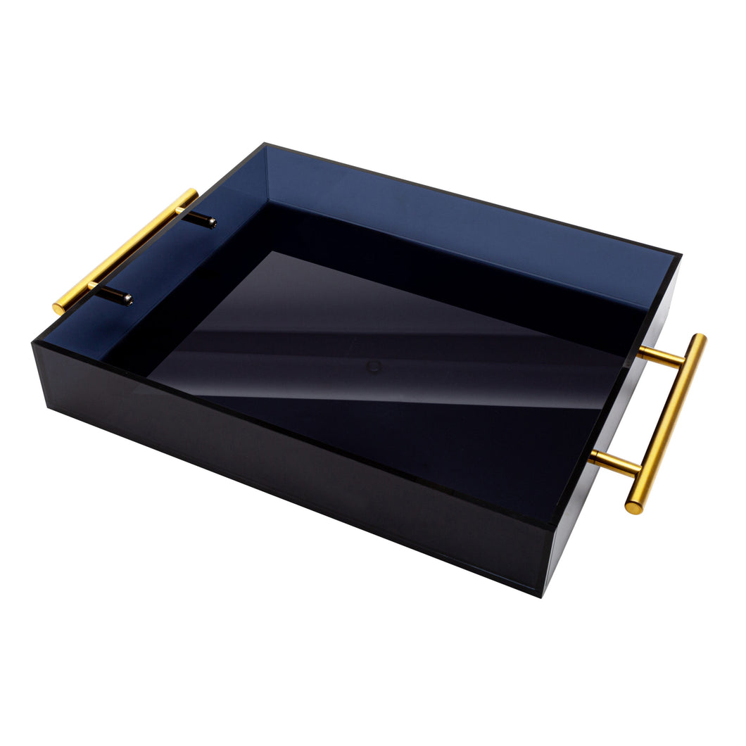 VS-12-16SBK Vikko Serving - Acrylic Tray Smoked Black with Gold