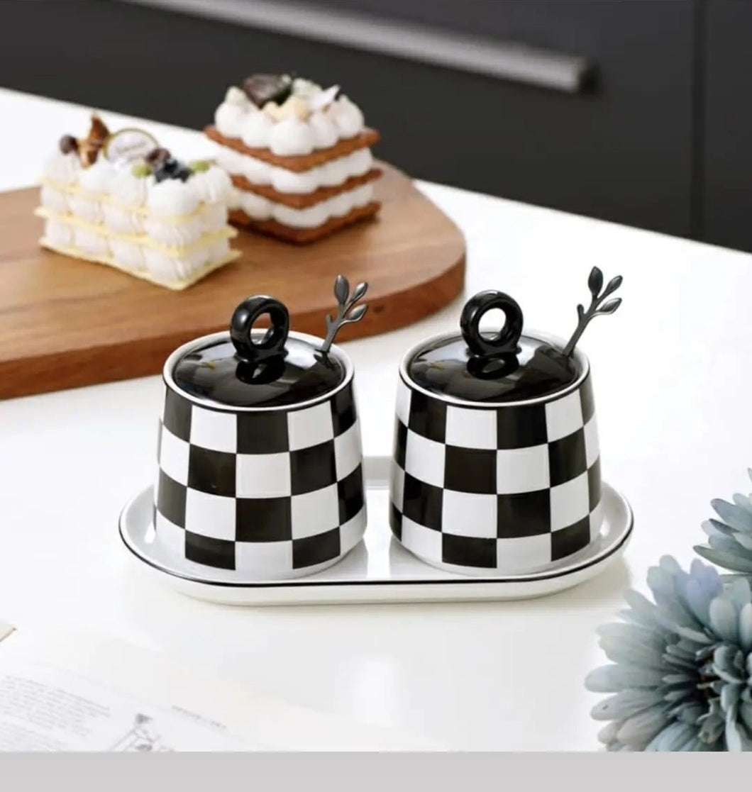 Bromei Checkered Coffee + Sugar Set