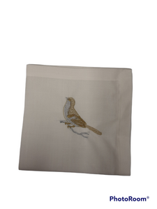 NAP-BRD SPILL-PROOF METALIIC BIRD BRANCH NAPKIN 20X20