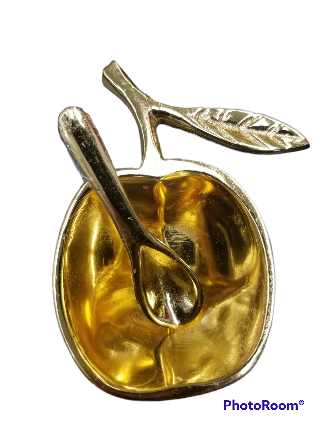 Open Mini Apple Honey Dish Gold