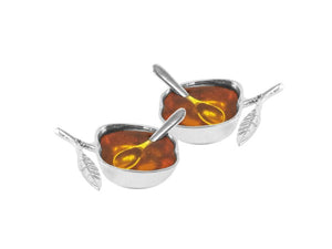 SPSH806N Nickel Salt/Honey Dish with Spoon-3"L x 2"W x 2"H