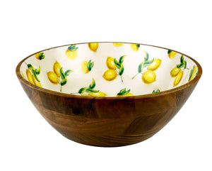 11902 12" WOOD BOWL W LEMON DECAL