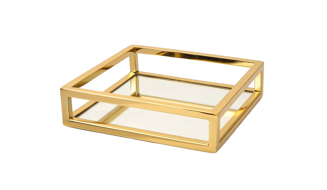 MNH9G Mirror napkin Holder- Gold- 8x8x2