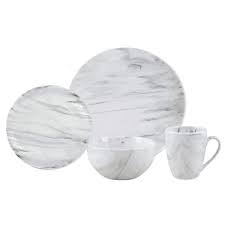 LH148 16 PIECE PORCELAIN GREY MARBLE SET