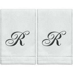 MWR-07206 R - Cotton velour monogram towel ) - White/Black