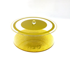 Acrylic Matzah Box Block Design Round Gold