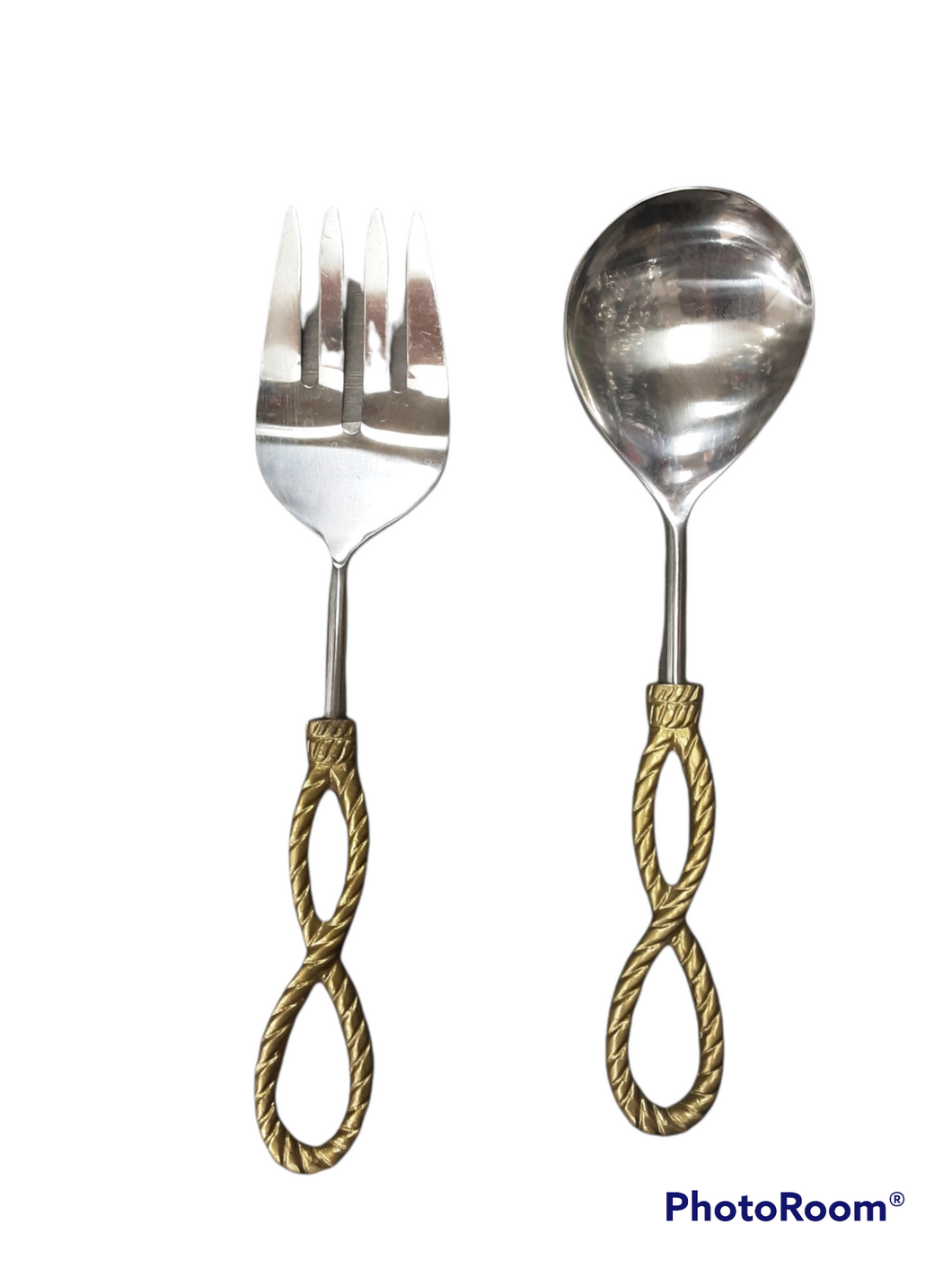 G100930 Gold Loop Salad Servers