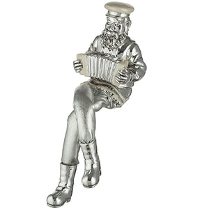 UK48177 Polyresin & Beige Enamel Sitting Hassidic Figurine with Cloth Legs 25 cm- Accordion Player