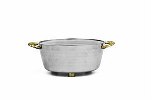 Small Nickel Dip Container Bowls with Gold Handles- Goldtone Collection- 6"L x 5"W x 2"H