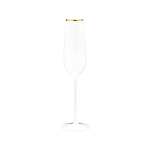 VD-P8-WH Vikko Decor - Platinum, White with Gold Rim, Champagne Flute Glass, 8.5 oz